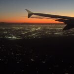 a picture of el paso, texas, taken from an airbus plane landing at sunset