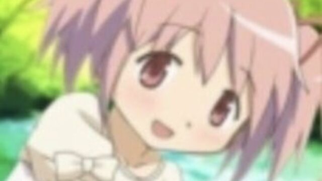 madoka from the anime "puella magi madoka magica" with impact font on the top and bottom that reads "are you stupid? because me too."